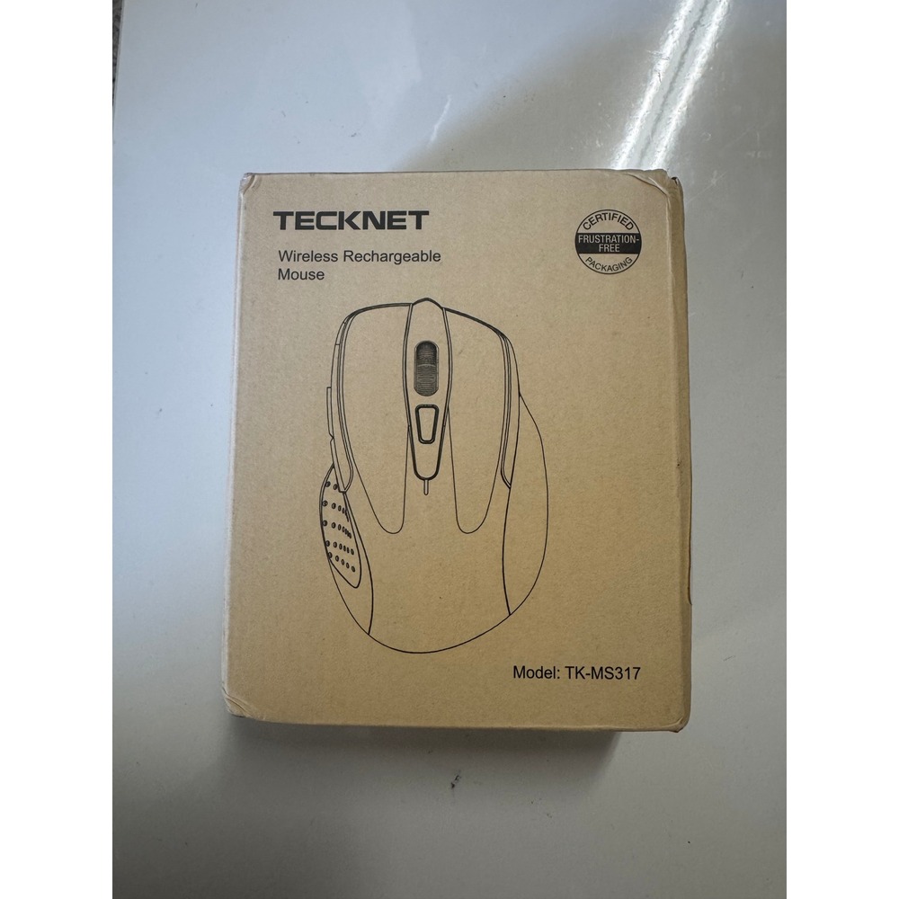 TECKNET Wireless Rechargeable Mouse TK-MS317 2.4GHz Optical Ergonomic Black